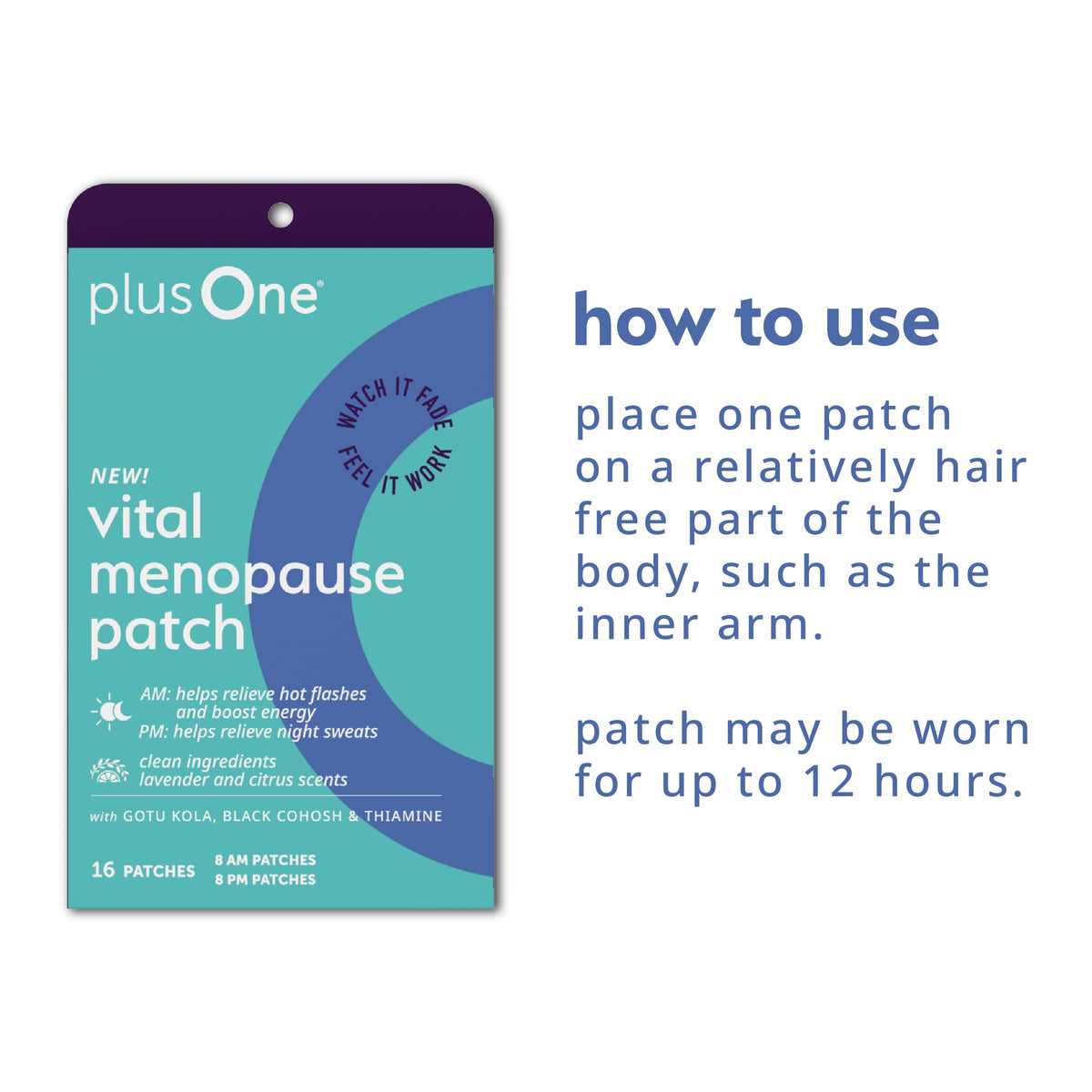 Side view of the plusOne vital non hormonal menopause relief box showing morning and evening portions
