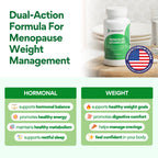 Side view of VoomVaya MenoSlim Advanced supplement packaging with detailed dosage guidelines