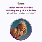 Close up of Centrum menopause support branding on packaging