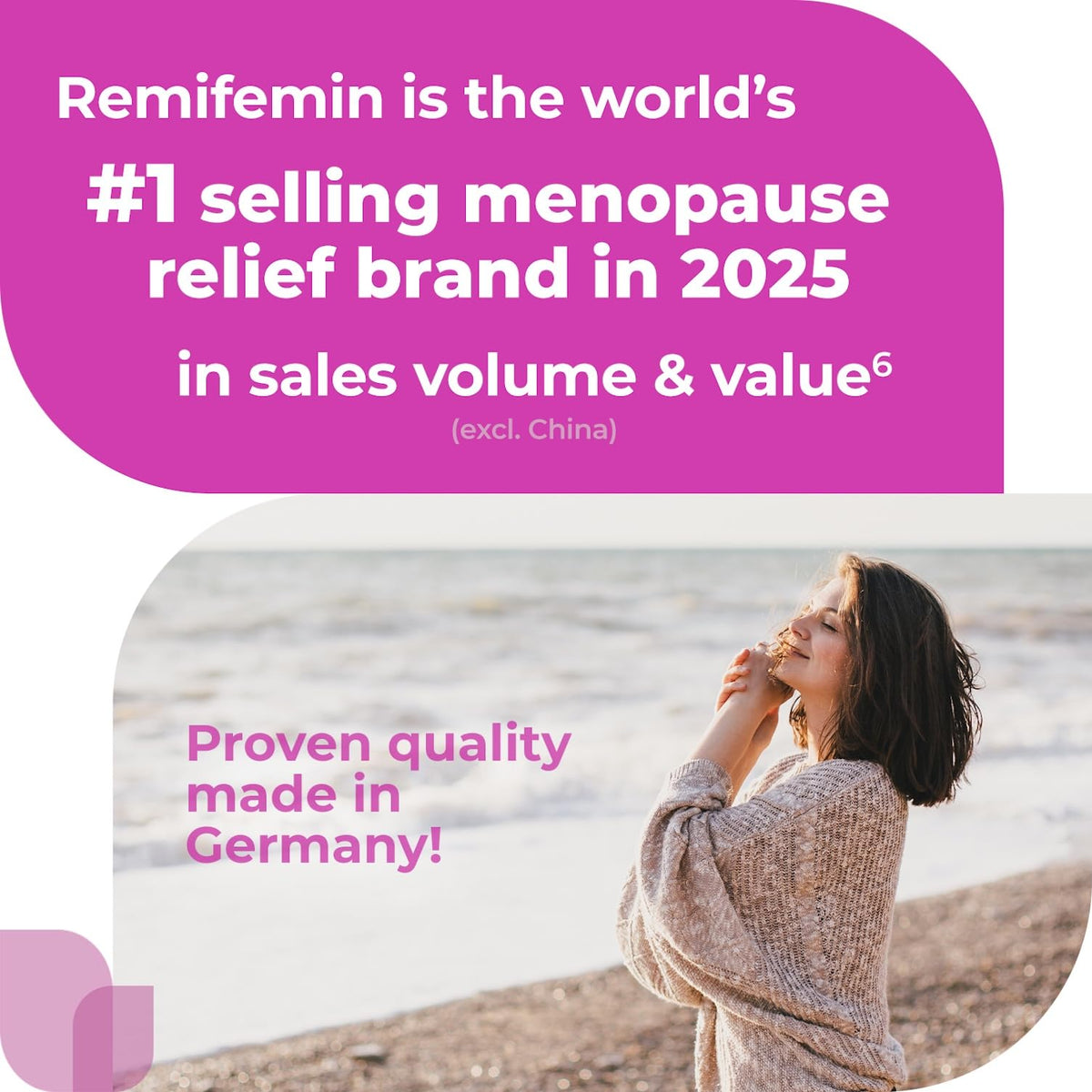 Remifemin 120 tablets packaging displaying estrogen free formula details.