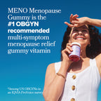 Two vegan menopause relief gummies held in hand demonstrating the chewable size and soft pectin texture.