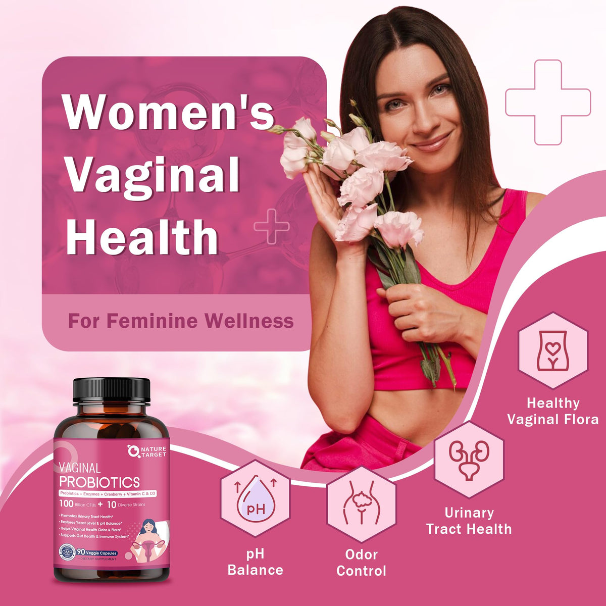 Nature Target 100 Billion CFUs probiotic capsules label details