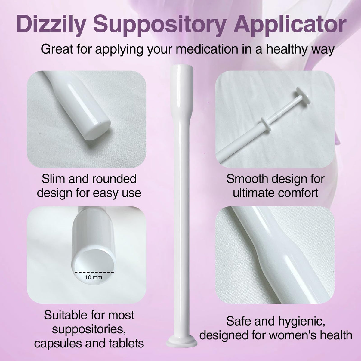 Close up of Dizzily vaginal suppository applicator design