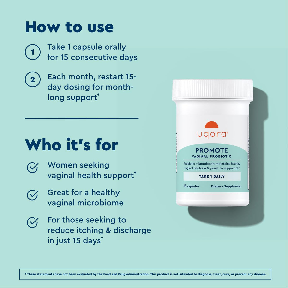 Uqora Promote vaginal health supplement box details