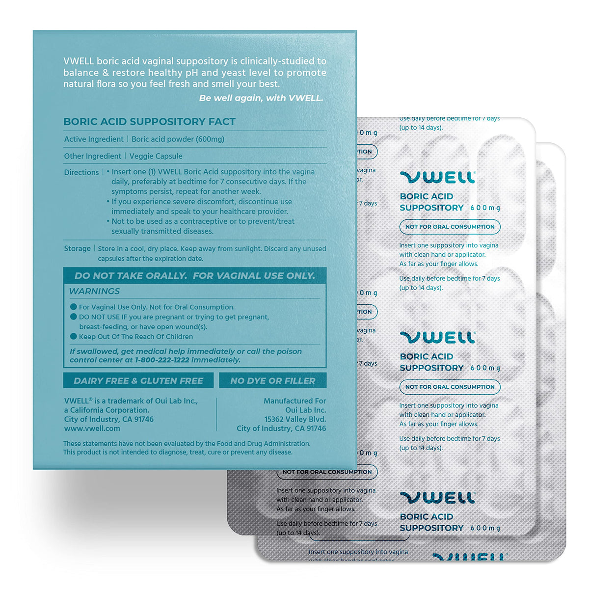 Clinical strength boric acid suppositories for intimate wellness
