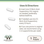 Double Wood Vaginal Suppositories 60 count bottle side view