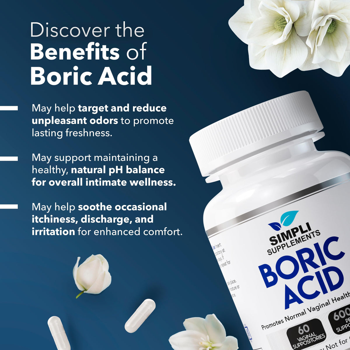 Authentic USA imported Simpli Supplements boric acid packaging