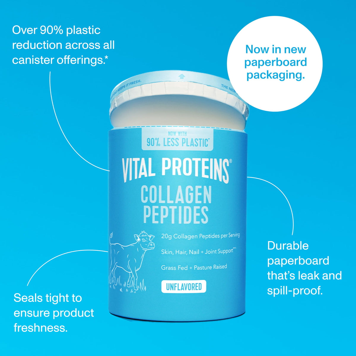 Scooping authentic Vital Proteins hydrolyzed collagen peptides powder to mix into morning coffee