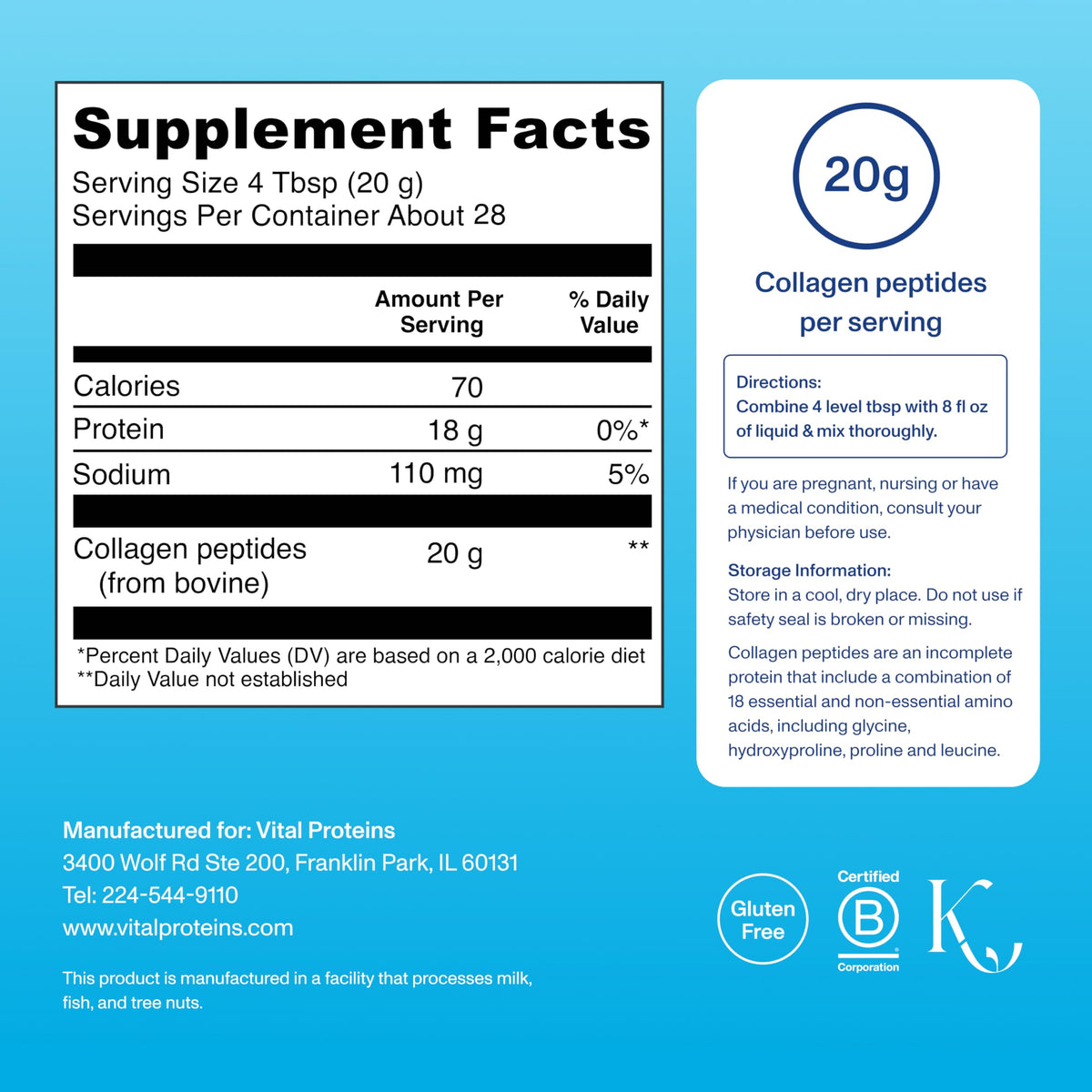 Authentic USA imported Vital Proteins packaging showing NSF Certified for Sport certification seal