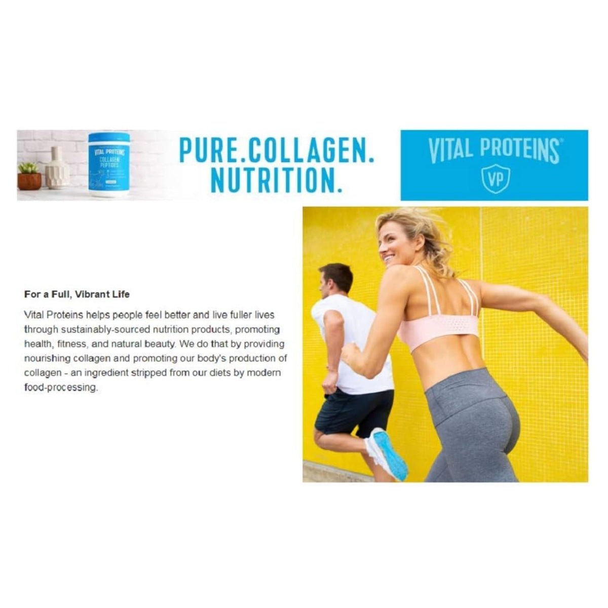Authentic USA imported vital proteins collagen peptides container packaging