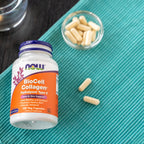 NOW Foods BioCell Collagen 120 capsules pack showing directions for daily dosage and usage instructions.