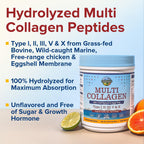 Supplement facts label on the back of Terranics multi collagen showing biotin and hyaluronic acid breakdown.