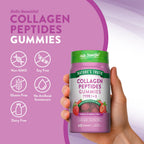 Close up of strawberry flavored chewable collagen gummies for women skin and hair support.