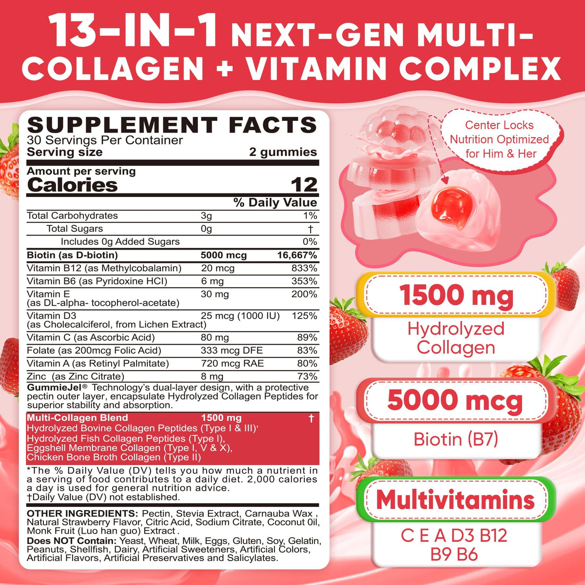 LILICARE hydrolyzed collagen gummies showing the dual layer liquid filled center design.