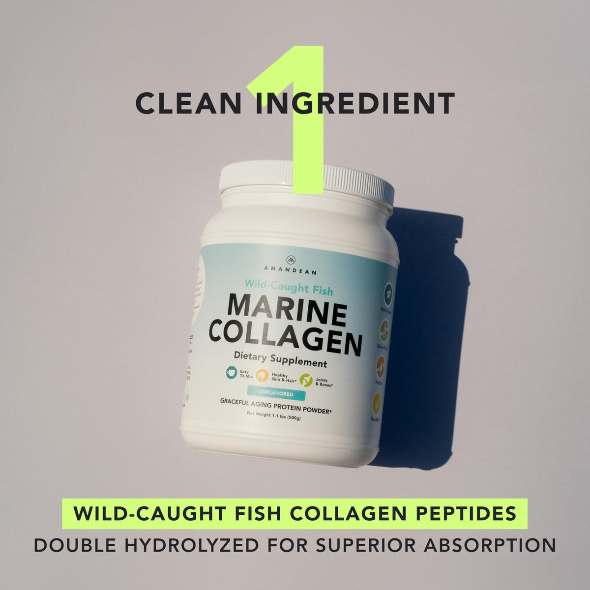 AMANDEAN Type 1 and 3 Collagen protein powder mixed in morning coffee