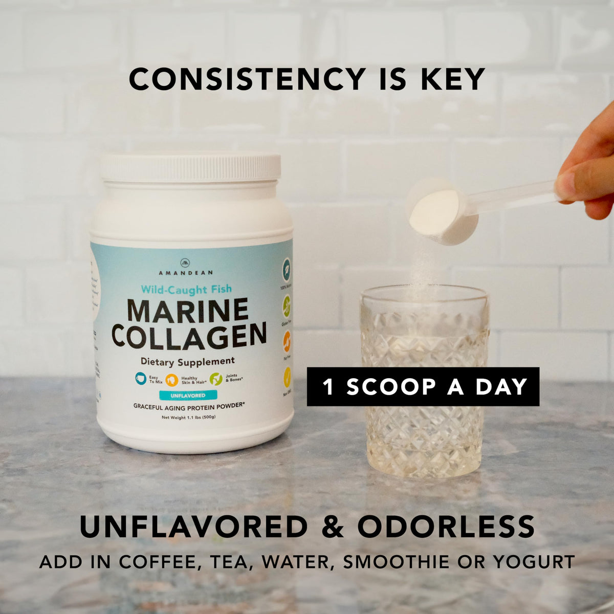 AMANDEAN hydrolyzed fish collagen peptides for skin hair and joint health