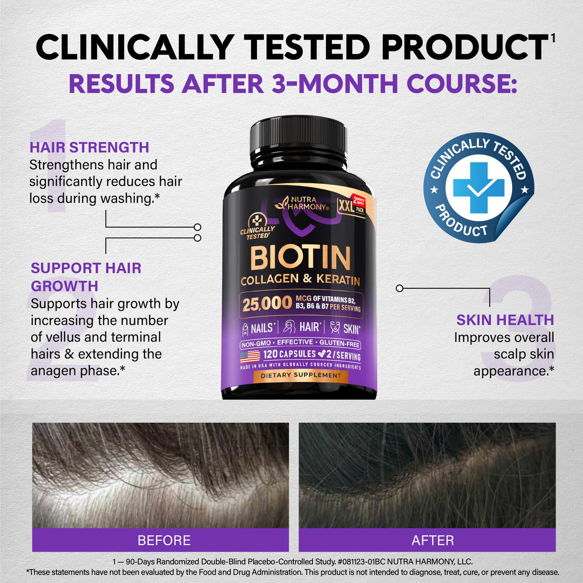 Dlnia Nutriharmony Biotin Collagen Hyaluronic Acid 120 Capsules packaging details