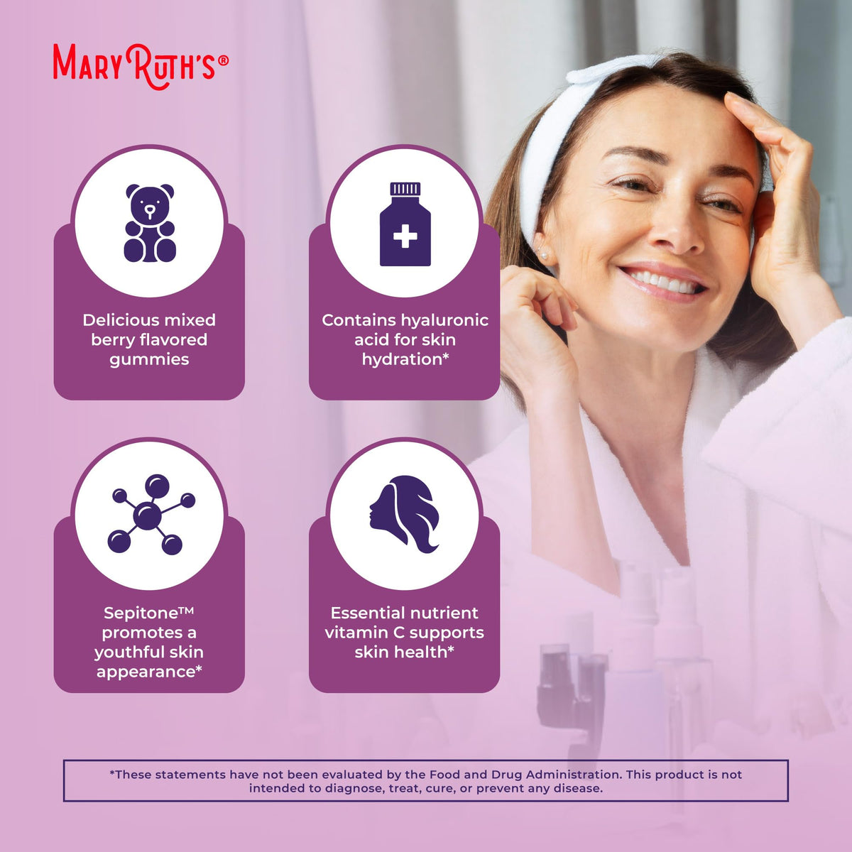 MaryRuth Skin Restore And Renew Hyaluronic Acid Gummies Packaging Top
