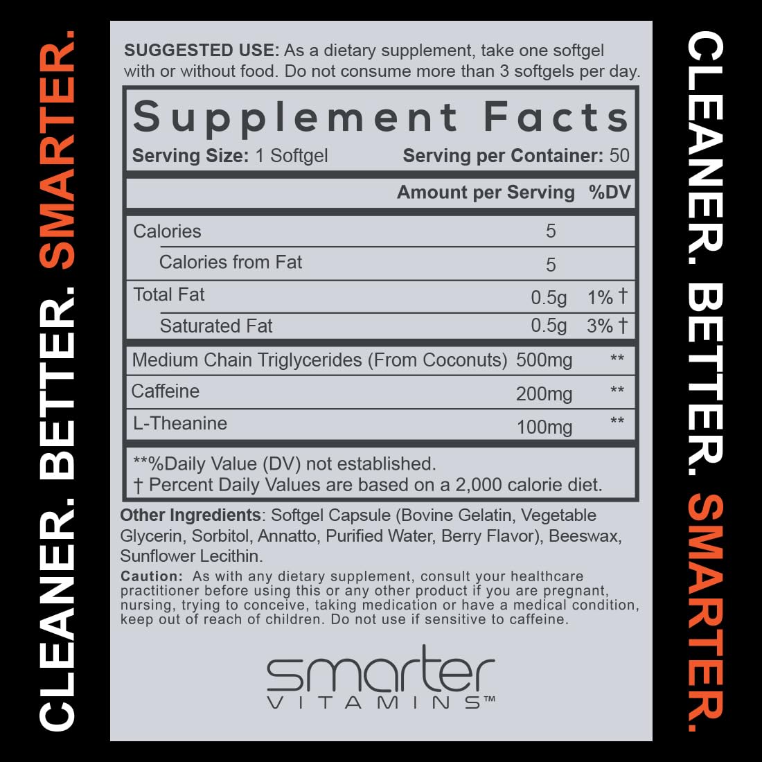 Authentic USA imported SmarterVitamins dietary supplement bottle for pre workout and study focus