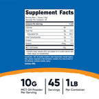 Nutricost medium chain triglyceride supplement nutritional facts panel