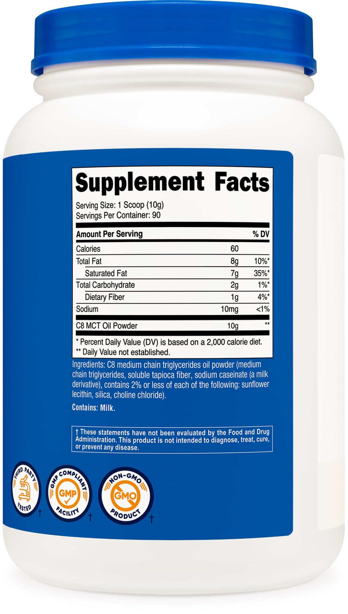 Nutricost ketogenic brain health supplement seal of quality and ingredients listing
