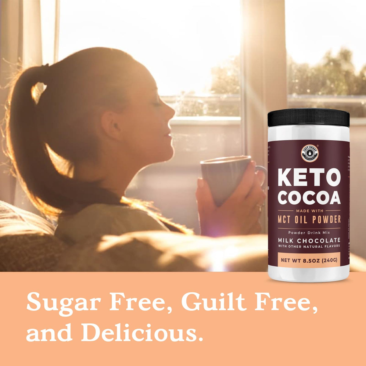 Serving suggestion of keto hot chocolate in a mug