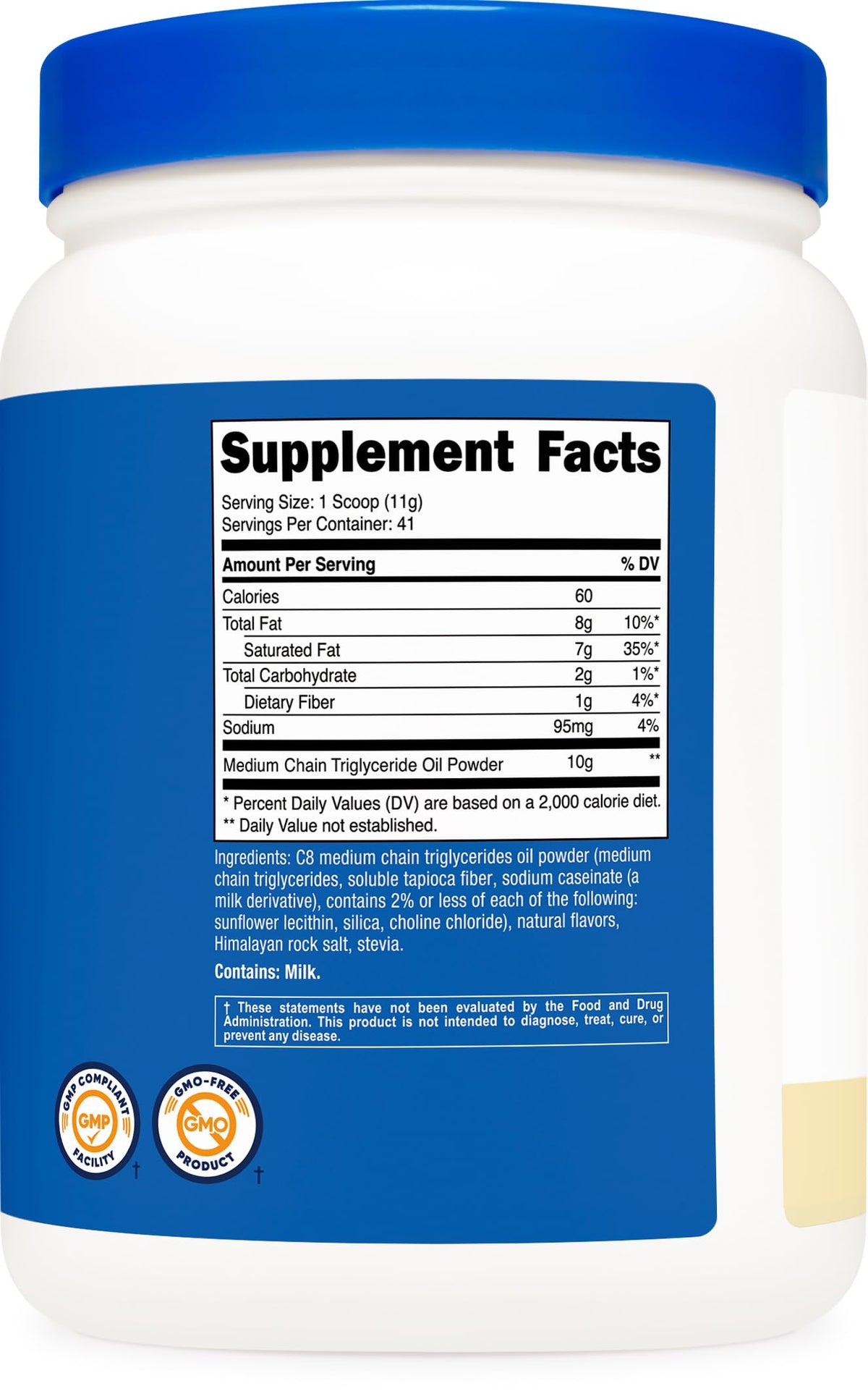 Nutricost C8 MCT Oil Powder 16 ounce container lifestyle shot