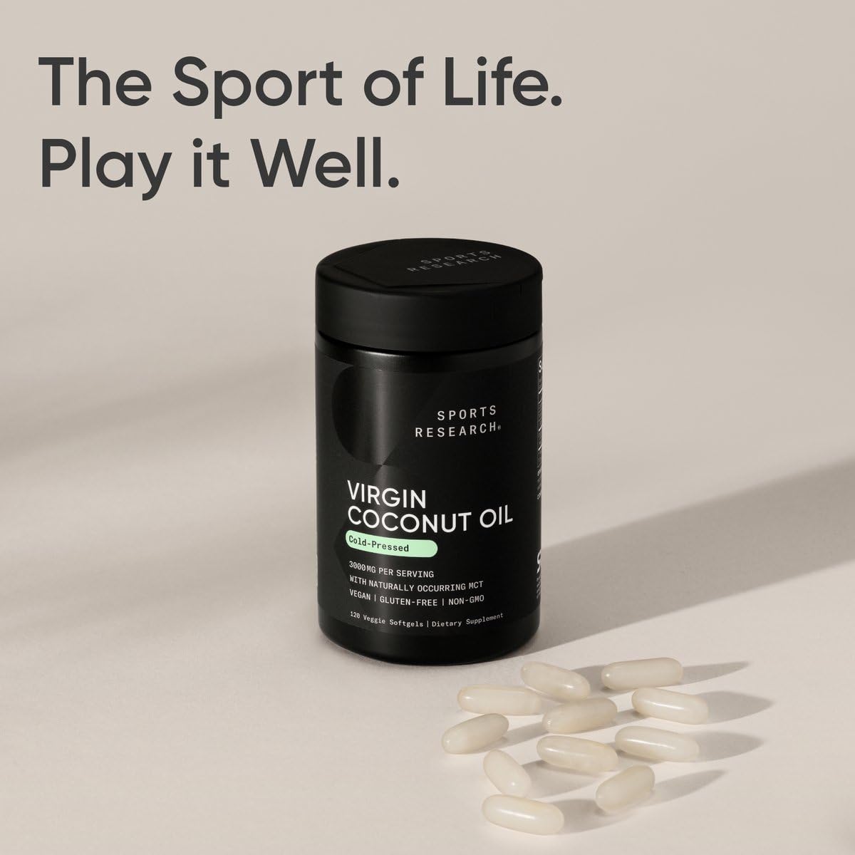 Natural plant based extra virgin coconut oil capsules for hair and skin