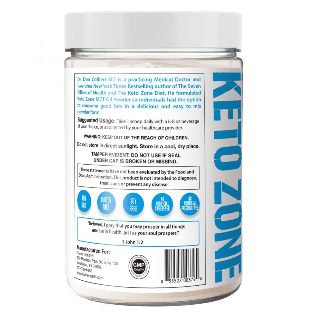 Authentic coconut cream flavor wellness supplement container isolated on a clean background.