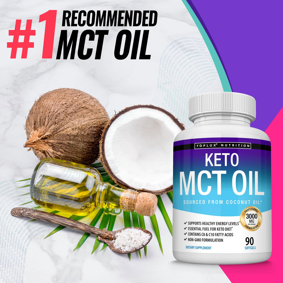 Toplux Keto MCT oil bundle for ketosis diet support