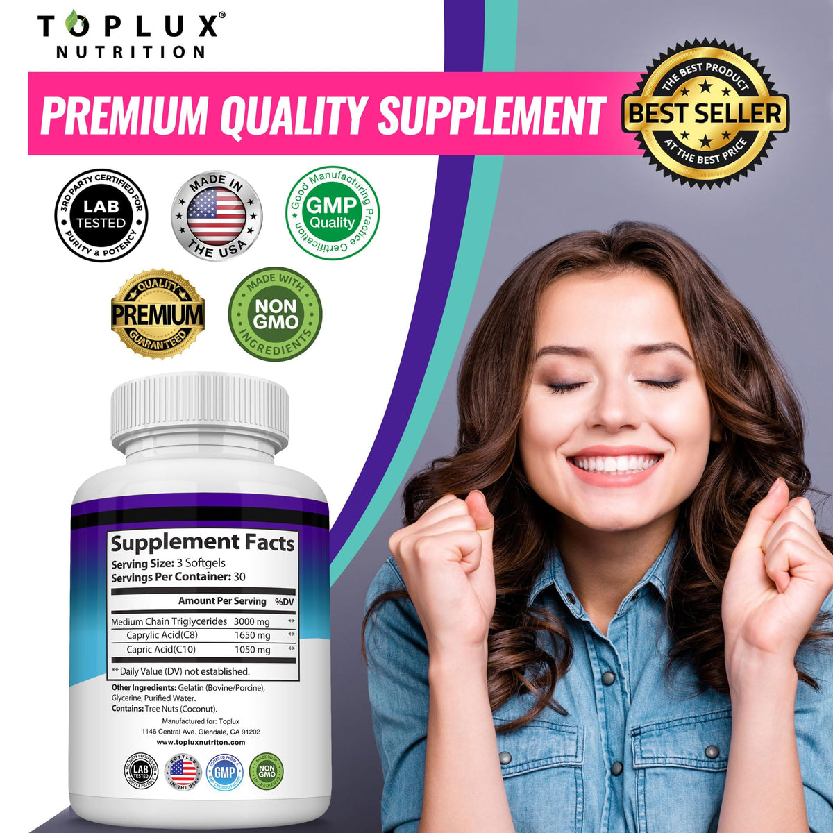 Authentic USA imported Toplux MCT capsules set