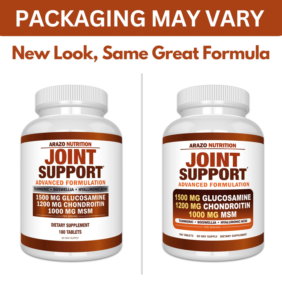 Arazo Nutrition 180 tablets joint supplement bottle on clean background