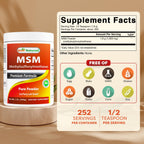 Best Naturals Methylsulfonylmethane supplement powder nutrition facts label