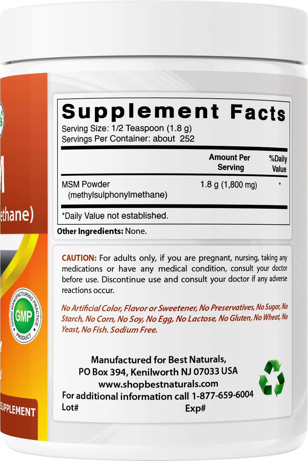 Best Naturals non-GMO gluten-free joint support product seal verification