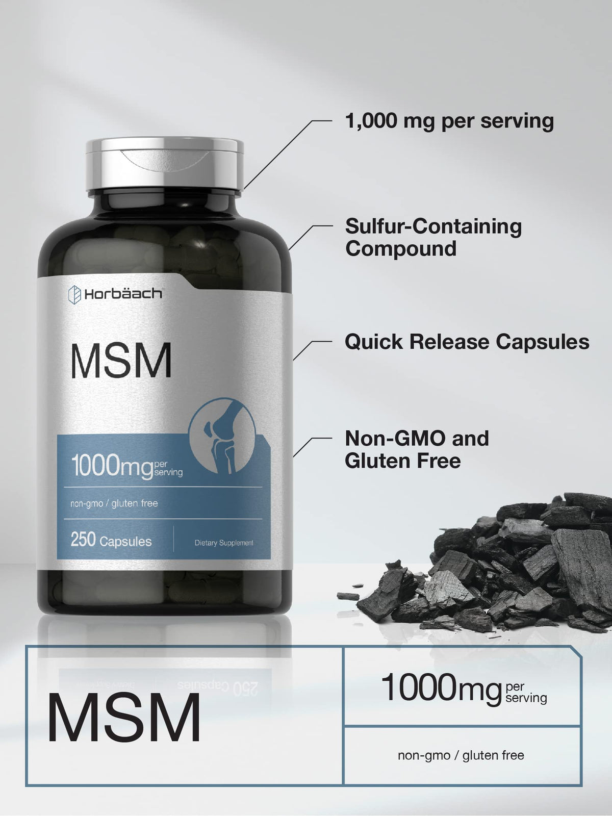 Horbaach advanced MSM quick release capsules premium organic sulfur source