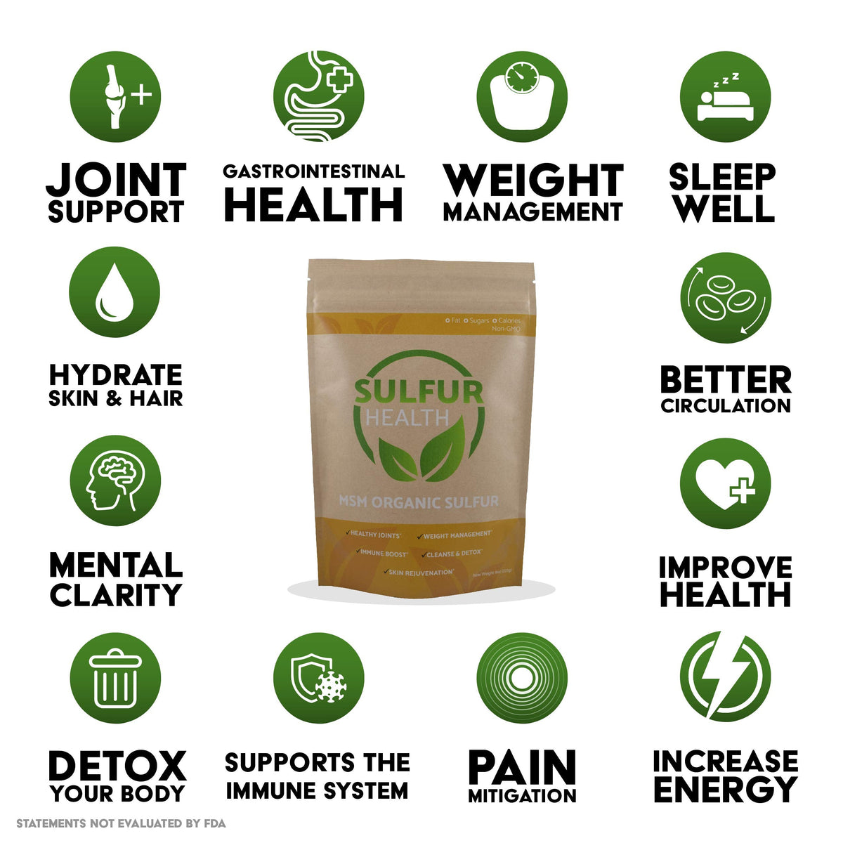 Organic sulfur crystals dietary supplement for skin and hair health