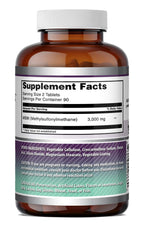 Amazing Formulas methylsulfonylmethane 180 unflavored tablets ingredient list label