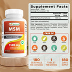 Best Naturals MSM 180 tablets dietary supplement packaging