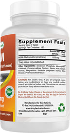 Best Naturals USA manufactured organic sulfur 1500mg tablets