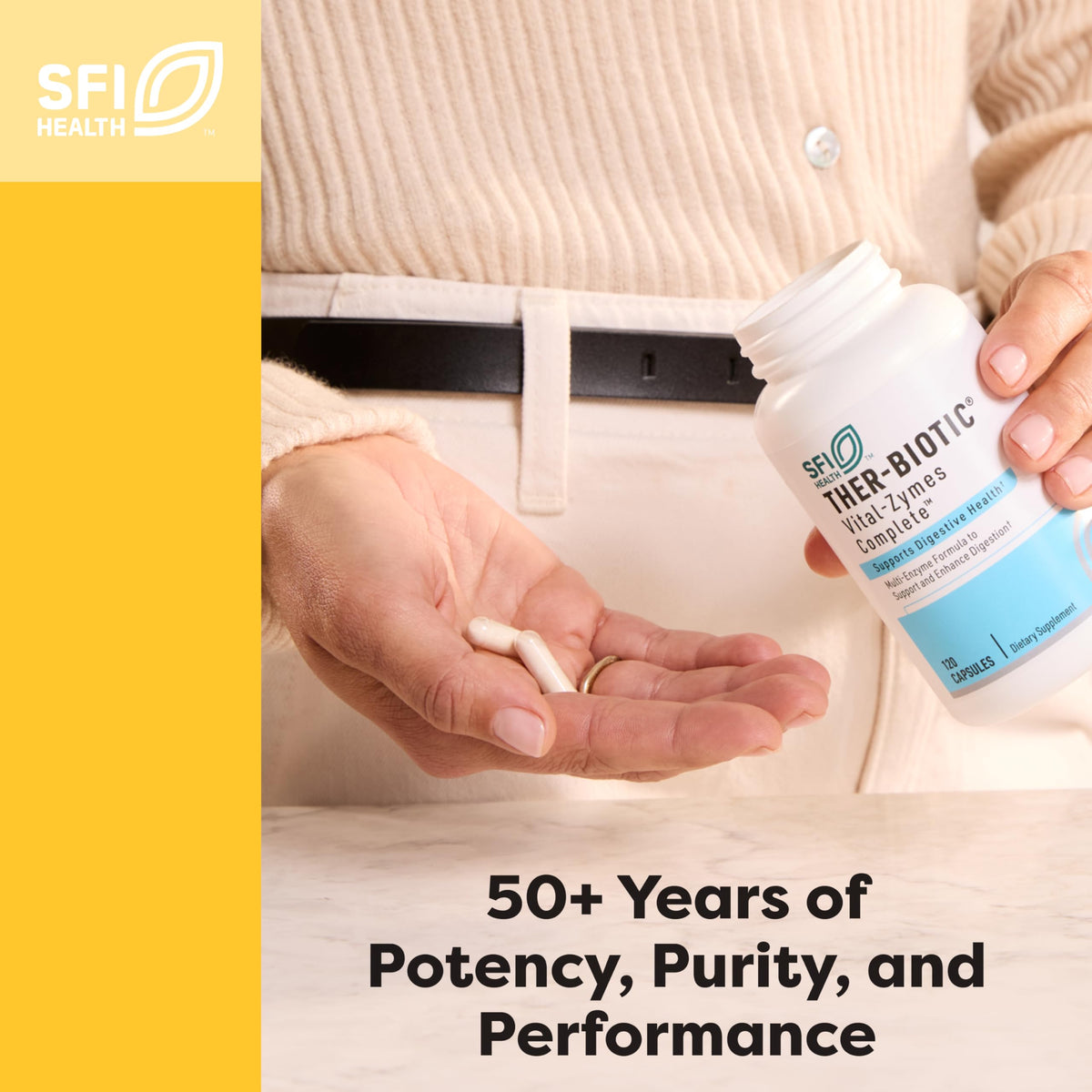 Authentic SFI Health advanced joint recovery formula bottle showing allergen information.