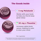 OLLY chewable sleep vitamins showing Blackberry Zen flavor details on the packaging.