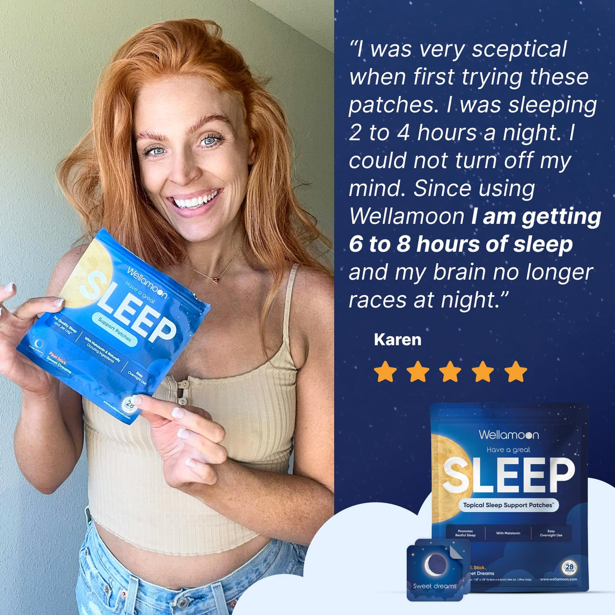 Premium Ghed271 Wellamoon natural sleep patches package items laid flat showing individual patch backing
