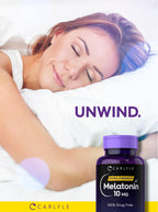 Authentic imported Carlyle Melatonin 10mg packaging showcasing premium dietary supplement bottle