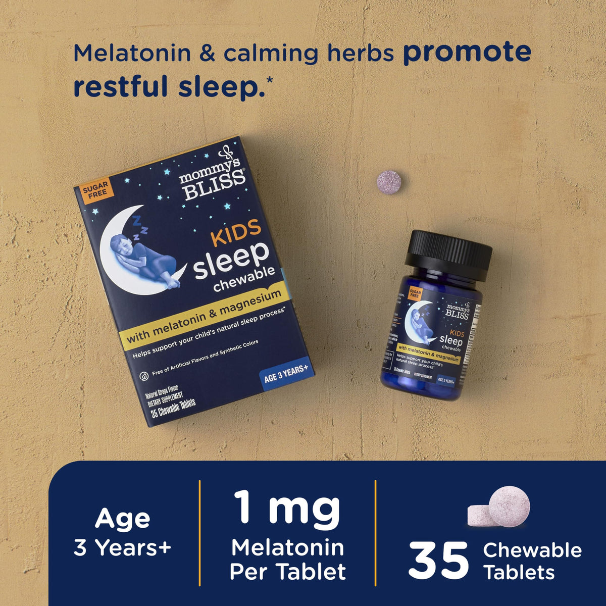 Mommy's Bliss children's sleep supplement with melatonin and magnesium grape flavor