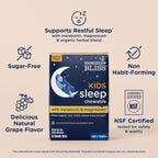 Back label of Mommy's Bliss Kids Sleep chewables showing ingredients list