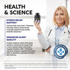 Nutraharmony L Theanine calming support capsules bottle top down view indicating authentic premium build quality.
