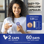 Nutraharmony L Theanine extra strength stress relief capsules showing two month supply product specifications clearly.