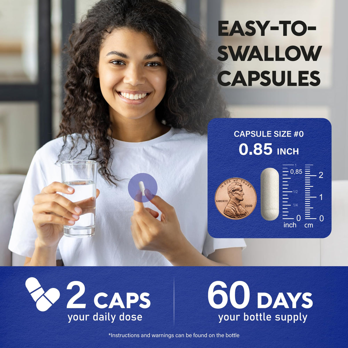 Nutraharmony L Theanine extra strength stress relief capsules showing two month supply product specifications clearly.