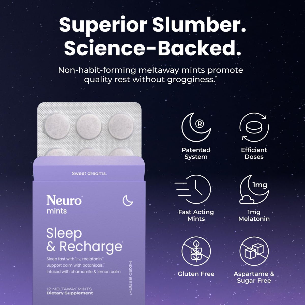 NeuroGum sleep and recharge meltaway tablets melting on tongue demonstration