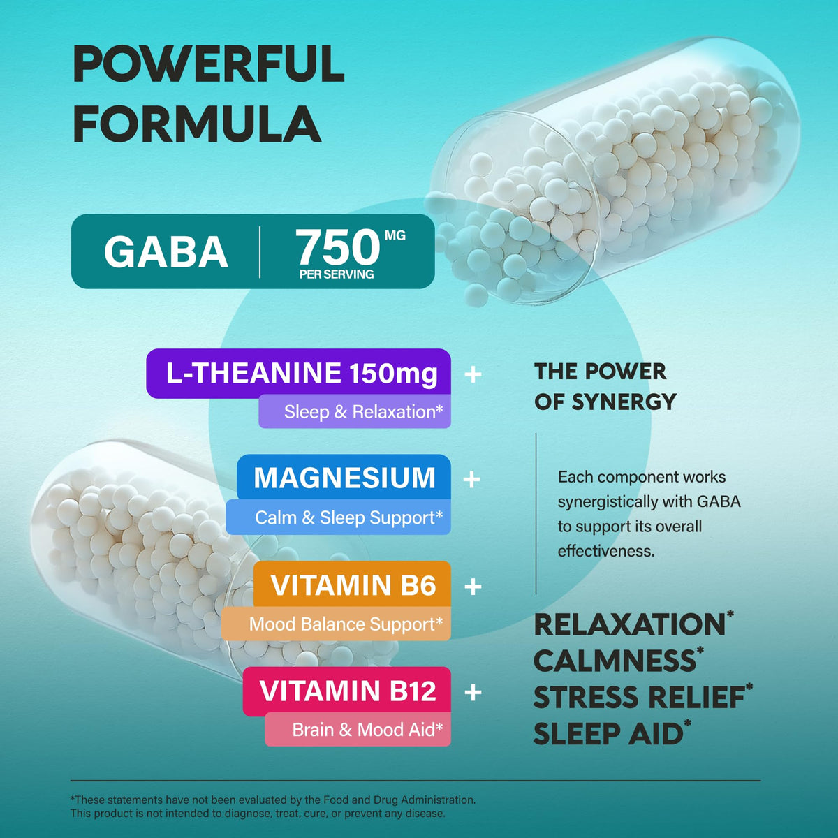 Close-up view of the non-GMO and gluten-free seals on Nutraharmony sleep supplements.